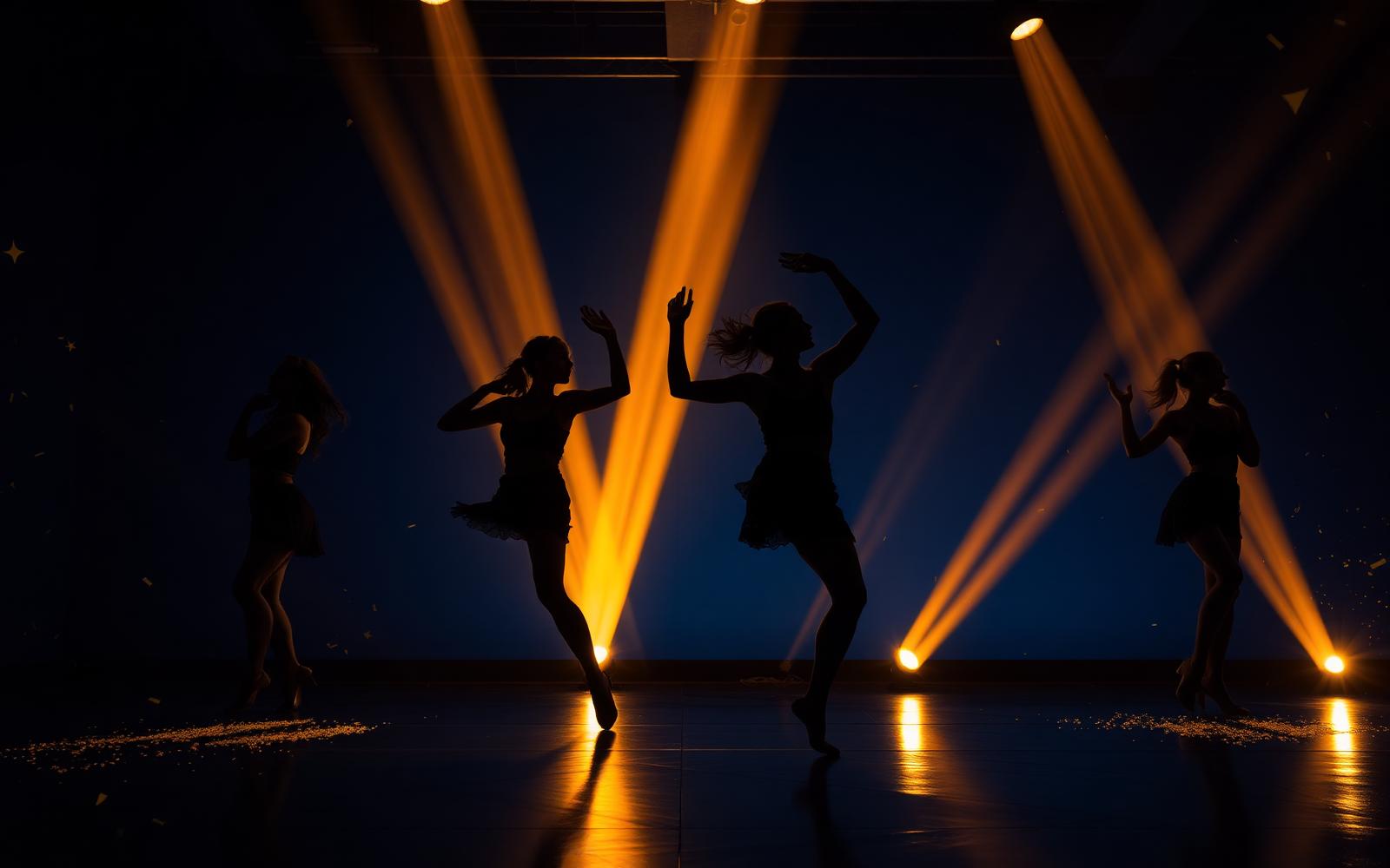 Ballerini in scena con luci dorate — Own Style Dance Studio